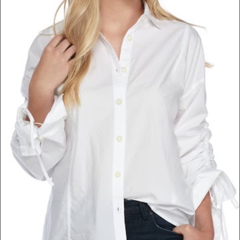 Free People Button-down Blouse with Puffed Sleeves